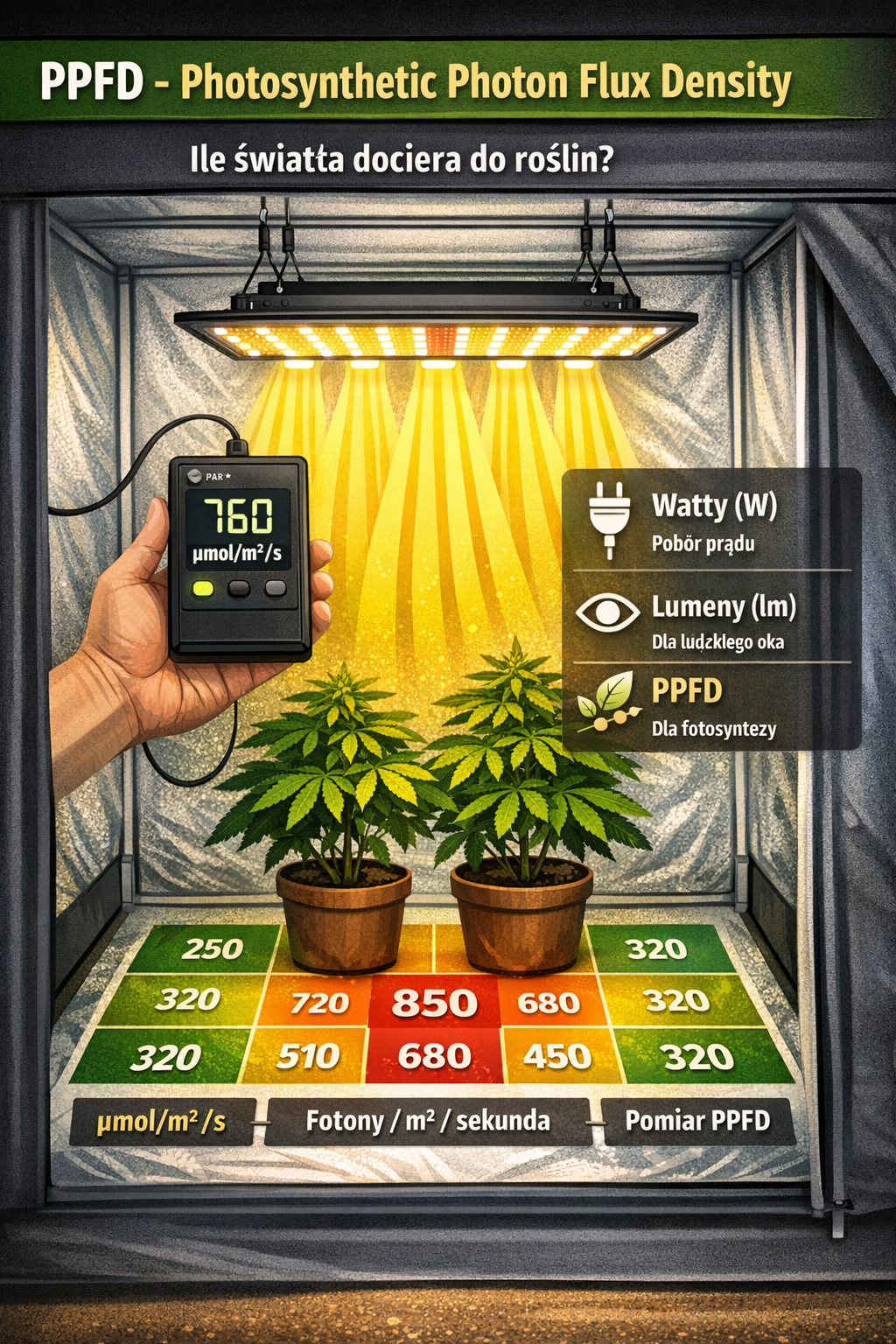 PPFD, µmol i PAR – jak naprawdę rozumieć światło w uprawie indoor?